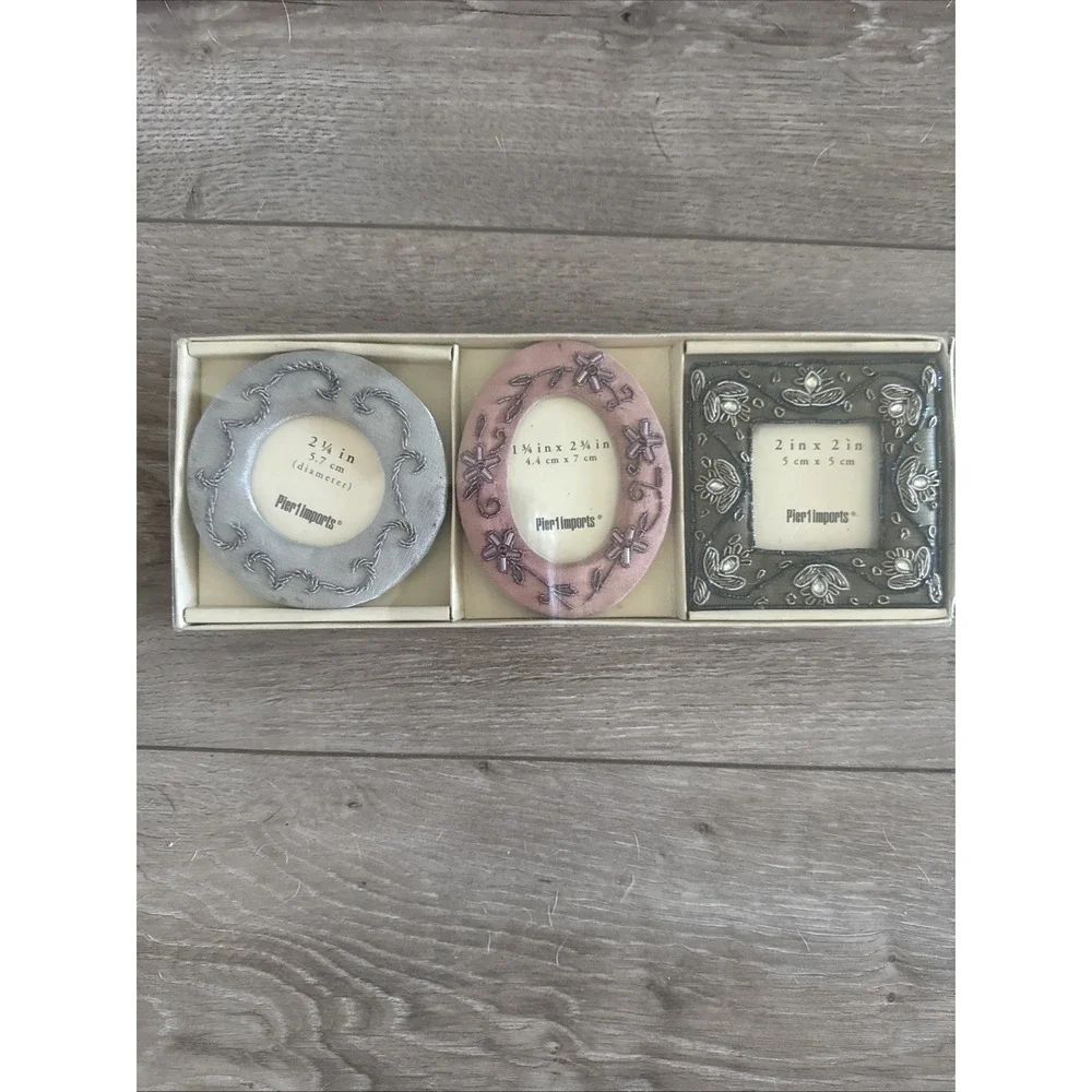 NEW Pier 1 Imports Mini Picture‎ Frames Set of 3 Embroidered Beaded NIB